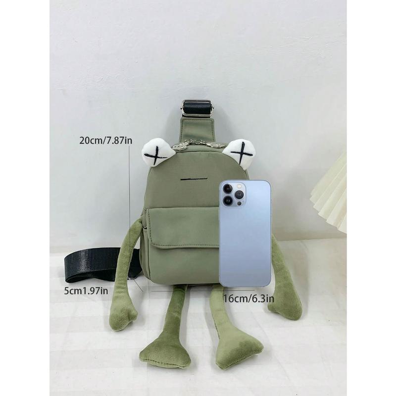 Cartoon Nylon Frog Chest Bag Waterproof Crossbody Bag Fanny Pack Sling Bag Shoulder Bag For Travel Work Sport Holiday Essentials Lightweight Anti Theft Going Out Gift For Men Boyfriend Husband Boys Rucksack Fathers Day Gifts