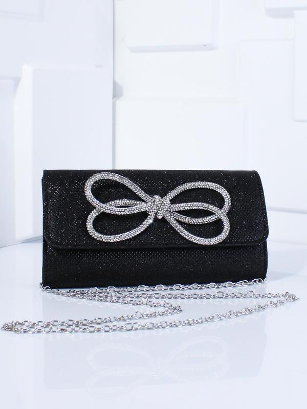 Women's Elegant Bowknot Design Evening Bag, 2024 New Style Exquisite Trendy Chain Strap Clutch Bag, Fashionable Bag for Party Decoration