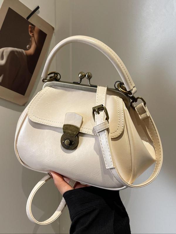 Women's Elegant Solid Color Handbag, Fashionable PU Leather Crossbody Bag for Daily Used, Casual Trendy Versatile High-quality Daily Commuting Bag