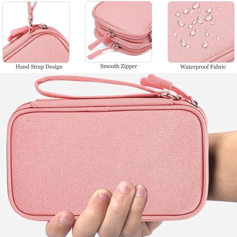 Electronics Accessories Organizer Pouch Bag, Electronic Organizer Travel Case Cable Organizer Electronics Accessories Bag for Cable, Cord, Charger, Power Bank, Earphone (Light Pink, Large)