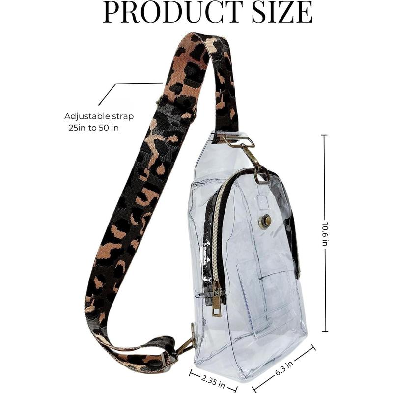 Clear Bag Stadium Approved, Clear Sling Bag Cross body Backpack Chest Casual Daypack for Concert Sports Festival Game