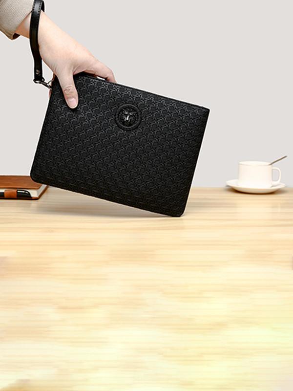 Men's Business Solid Color PU Leather Clutch, Casual Versatile Wristlet Bag for Daily Used, Minimalist All-match Portable Bag for Men