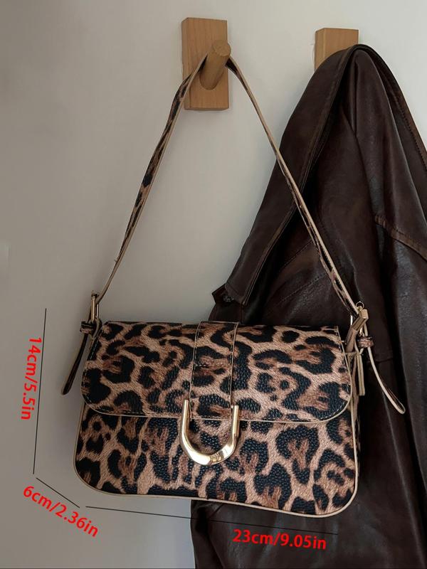 Fashion Leopard Pattern Shoulder Bag, 2024 New Style Casual Versatile Shoulder Bag for Women, Trendy All-match Commuter Bag for Daily Travel Work Commute