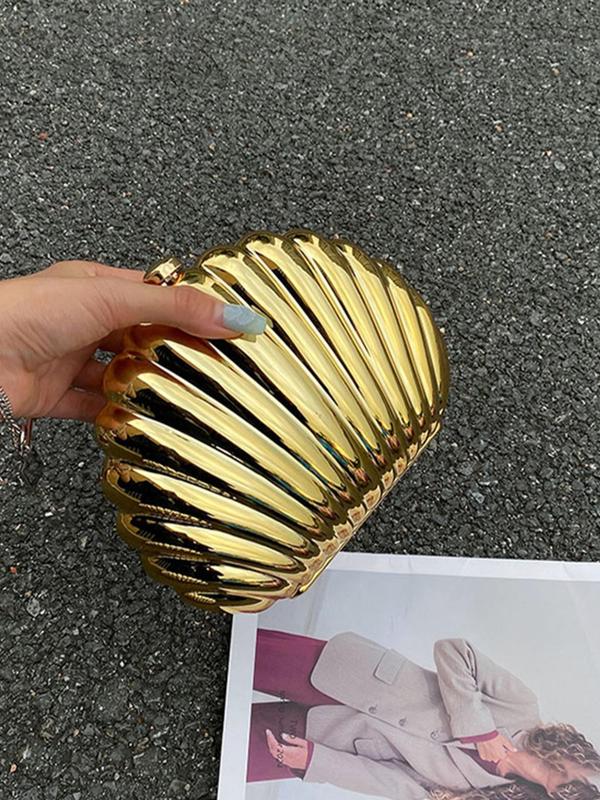 Women's Elegant Shell Shaped Evening Bag, 2024 New Style Exquisite Trendy Handbag for Women Girls Use, Fashionable Crossbody Bag for Party Decoration