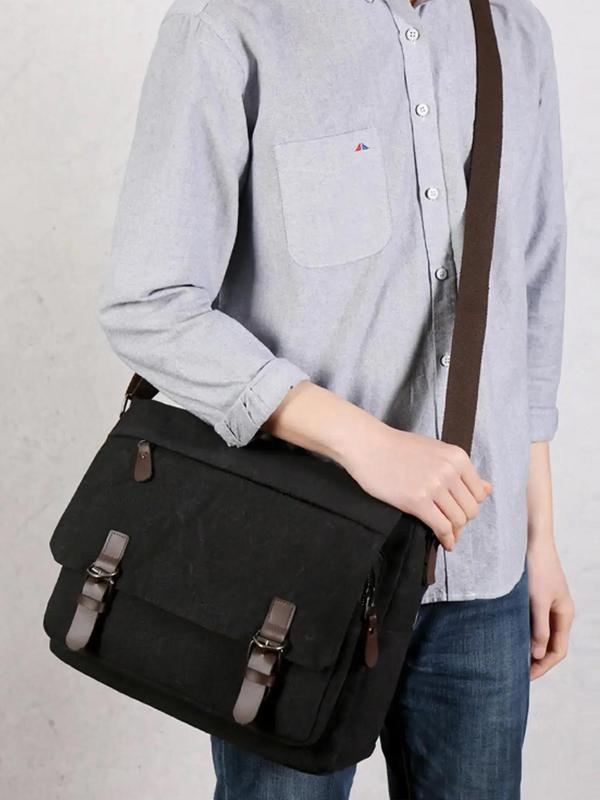 Men's Business Large Capacity Crossbody Bag, Casual Solid Color Shoulder Bag, Fashionable Canvas Shoulder Bag for Daily Use