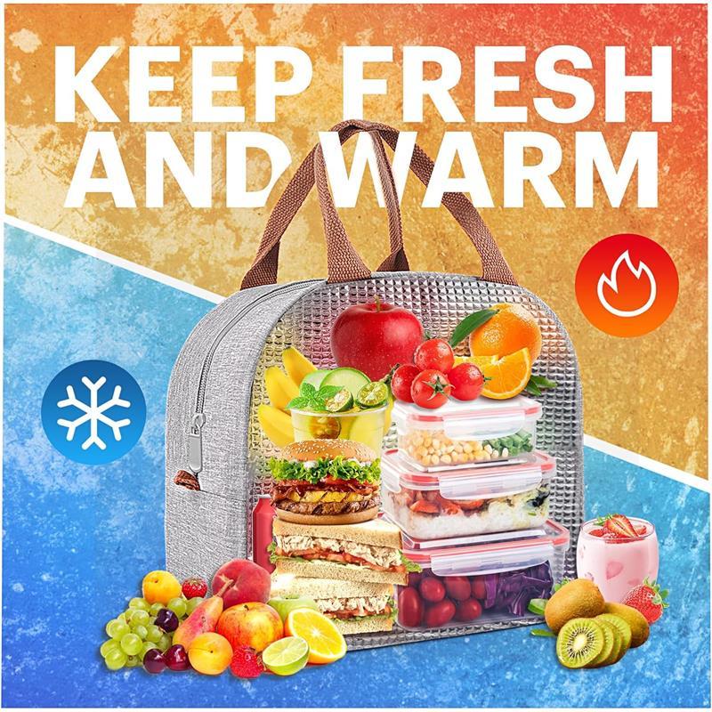 Insulated Lunch Bag for Women & Men, Small Leakproof Cooler Food Containers Tote Bag for Work and Travel