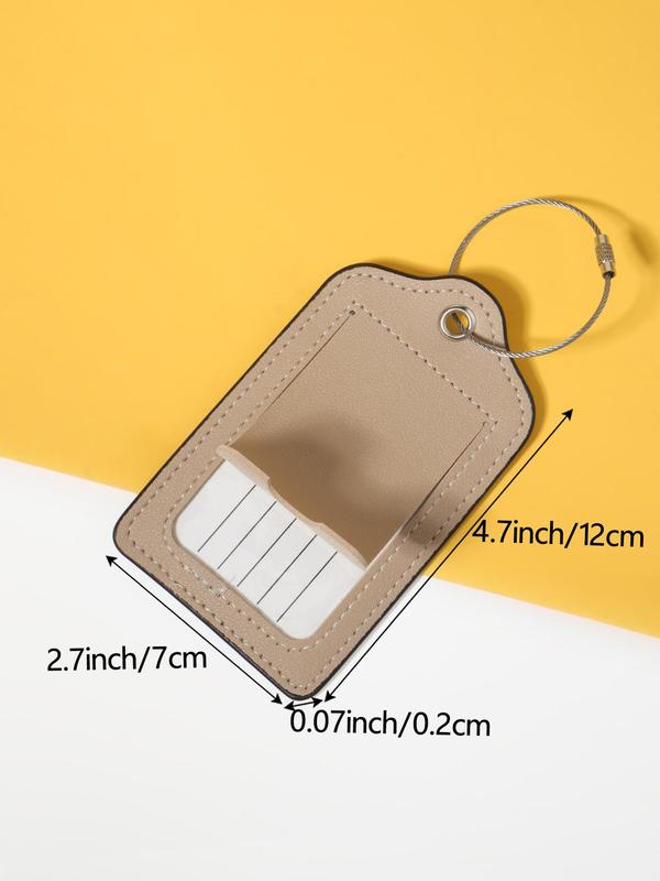 Simple Plain PU Leather Luggage Tag, Lightweight Backpack Tag, Travel Suitcase Tag, Tag Airplane Boarding Tag