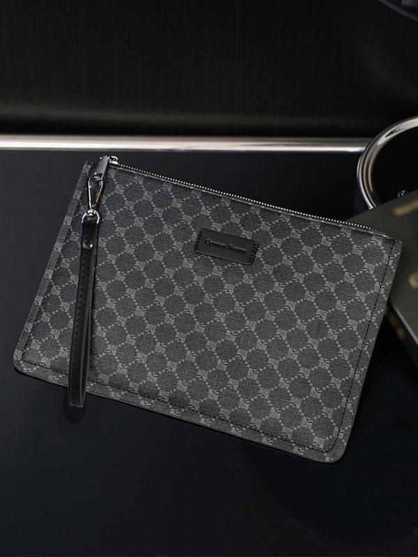 Men's Business Geometric Pattern Clutch, Large Capacity Multi Card Slot Wristlet Bag, Simple Design Wristlet Bag for Men