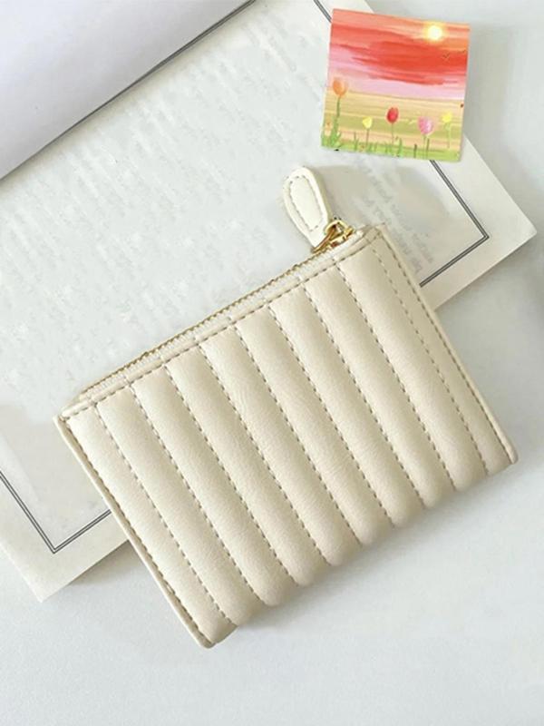 Floral Embroidered Short Wallet, Cute Flower Decorated PU Leather Card Holder, Simple Bifold Wallet for Women & Girls