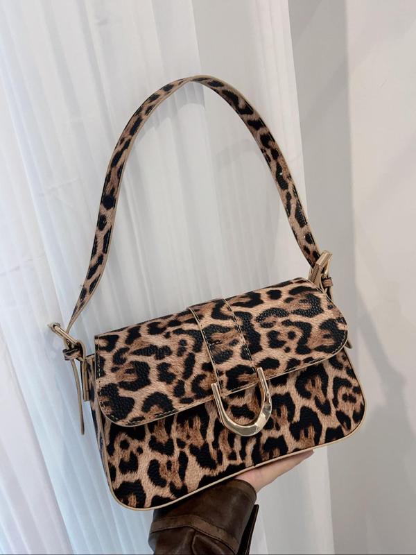 Fashion Leopard Pattern Shoulder Bag, 2024 New Style Casual Versatile Shoulder Bag for Women, Trendy All-match Commuter Bag for Daily Travel Work Commute