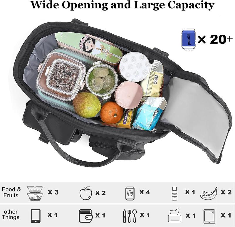 Hafmall- Large Capacity Expandable Lunch Bag, Waterproof Crossbody Bag,  Lunch Box for Men,Insulated Lunch Bag Women Men,Leakproof Lunch Cooler Bag, Lunch Tote Bag portable lunch snack  bag