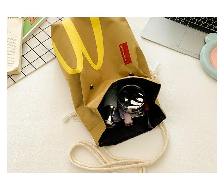 Tiktok Hot Funny Mcdonald'S Backpack Printed Bento Box Water Bucket Bag Personalized Student Backpack, Casual Drawstring Pocket, Shoulder Bag