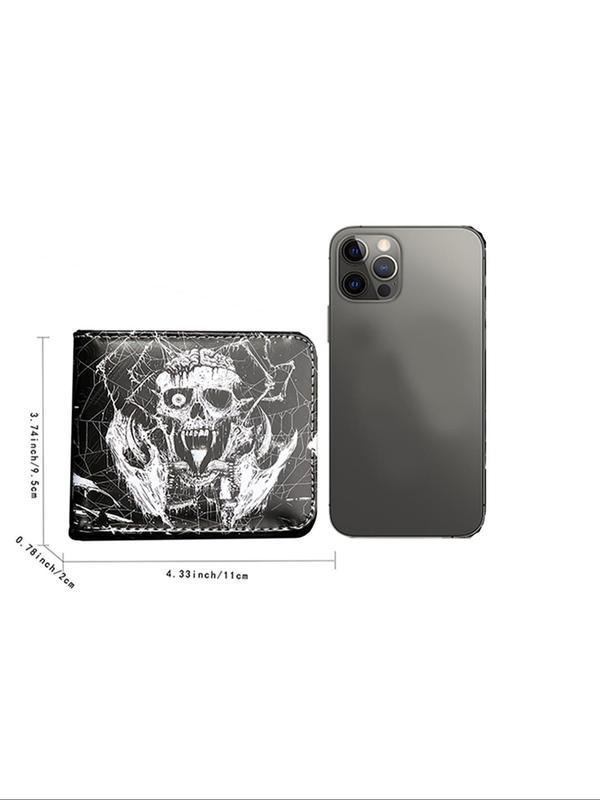 Men's  Skull Pattern Card Holder, Casual Pu Leather Multi Card Slot Card Holder, Fashionable Wallet for Men for Daily Use