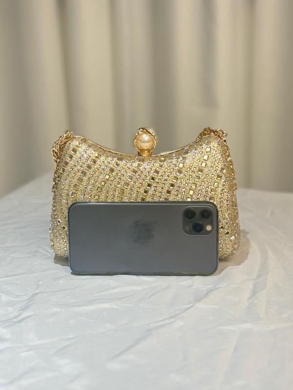 Women's Elegant Rhinestone Decorated Evening Bag, Exquisite Chain Strap Clutch Bag, Trendy Handbag for Party Decoration