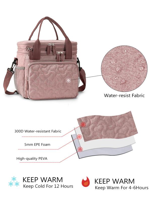 Large Capacity Expandable Lunch Bag, Waterproof Crossbody Bag, Designer Lunch Bags for Women, Double Layer Leakproof Lunch Box Cooler Bag for Women Men Outdoor Travel