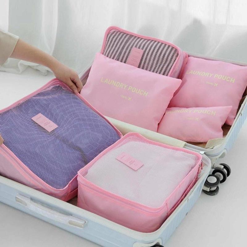 6pcs set Luggage Storage Bag, Portable Travel Organizer, Zipper Storage Bag for Clothes, Pants, Underwear, Assorted Size Travel Storage Bag