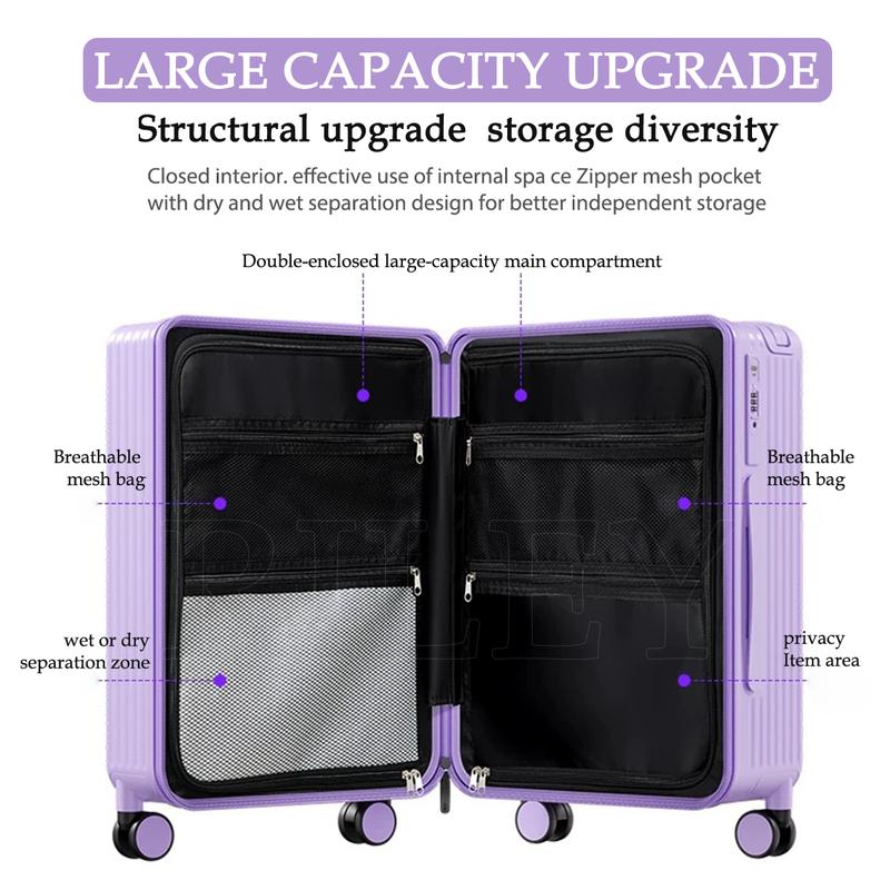 [Hot selling product] Multifunctional wide-bar suitcase 20+13-inch cup holder trolley case USB+type-c charging port travel case large capacity silent shock-absorbing universal wheel male and female student suitcase spinner wheel luggage  set