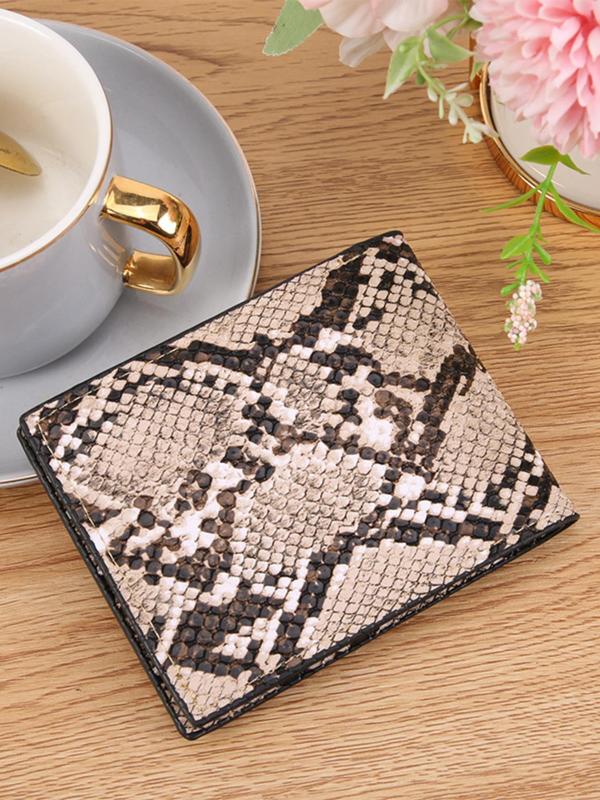 Men's Snakeskin Print Short Wallet, 2024 New Style Casual Multi Card Slot Bifold Wallet As Anniversary Gift, Fashionable Card Holder for Daily Travel Work Commute