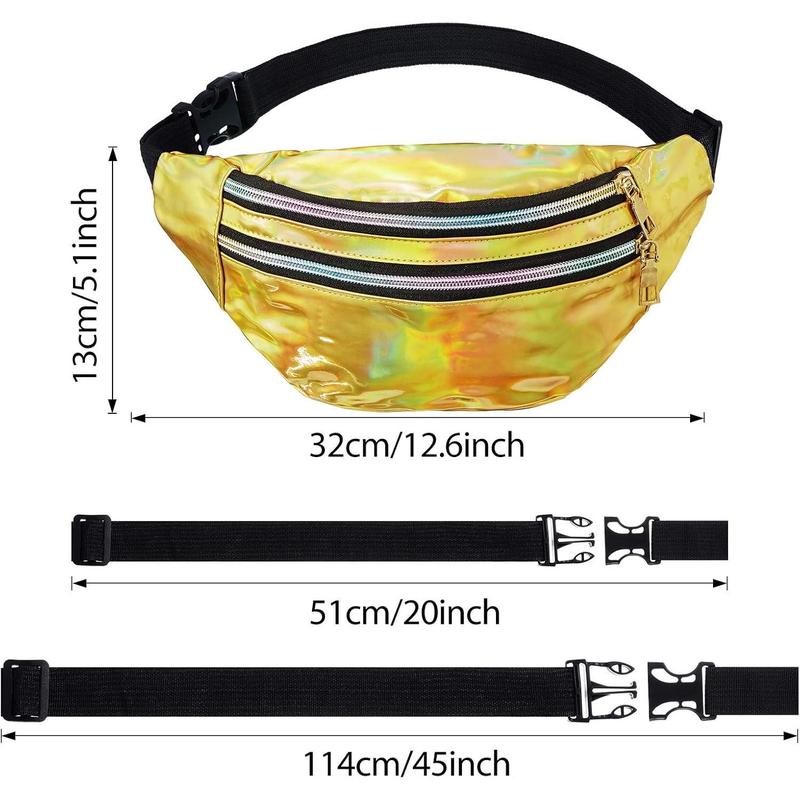 2 Pieces Holographic Fanny Pack for Women Colorful Sport Waist Bag Pack