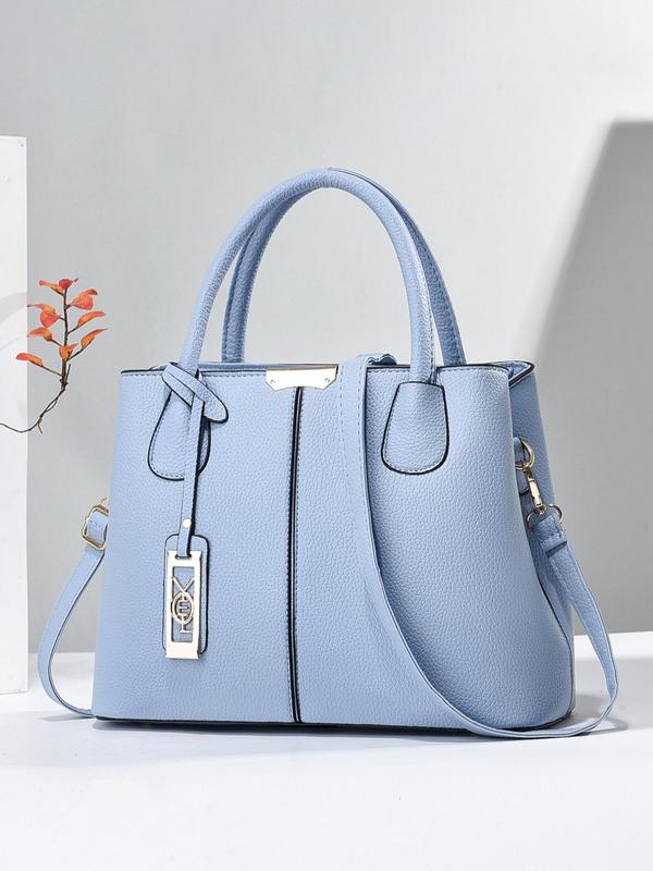 Women's Fashionable Plain Pu Leather Handbag, Casual Versatile Zipper Crossbody Bag with Adjustable Strap, Elegant Plain Handbag for Daily Used