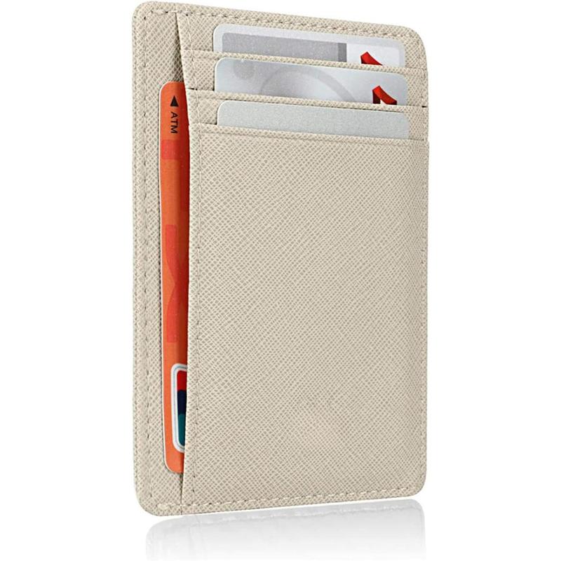 Slim RFID Blocking Card Holder Minimalist Leather Front Pocket Wallet for Women