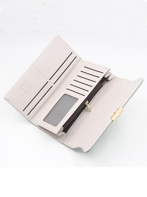 Leaf Print Long Wallet, 2024 New Style Fashionable Pu Leather Buckle Design Multi-card Card Holder, Casual Versatile Women's Multi-function Wallet for Daily Used