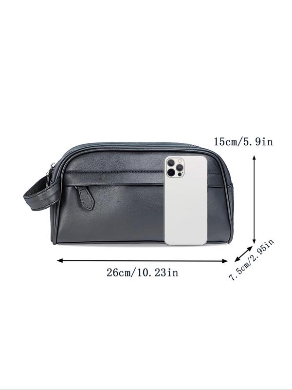 Men's Solid Color Zipper Clutch, Business Casual Large Capacity Wristlet Bag for Daily Used, Trendy Versatile High-quality Daily Commuting Bag