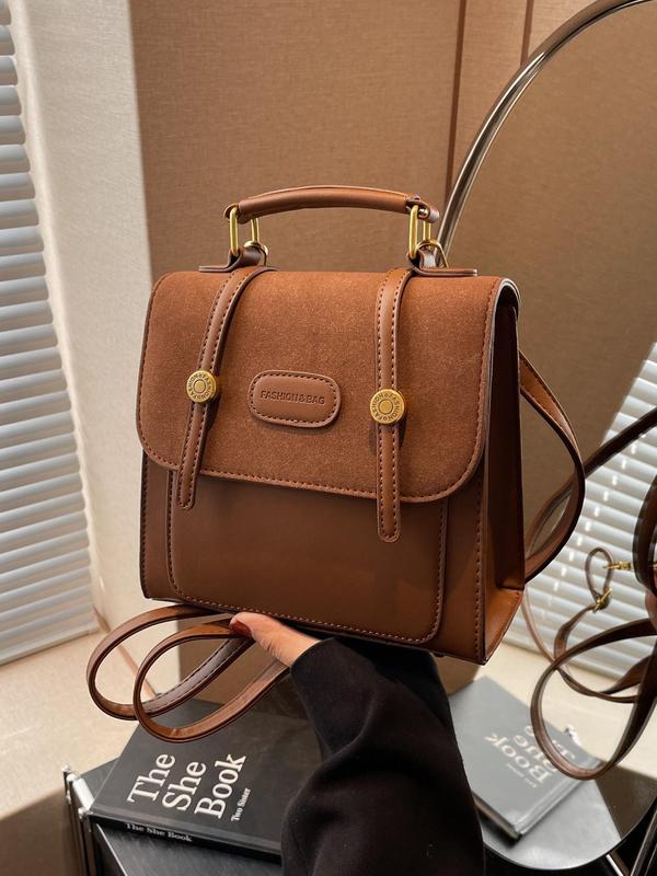 Summer Preppy Classic Fashionable Pu Backpack for Women, 2024 Trendy Casual Vintage School Backpack for Work, Shopping, Fashionable Matching Backpack Bags, Classic School Bag for College