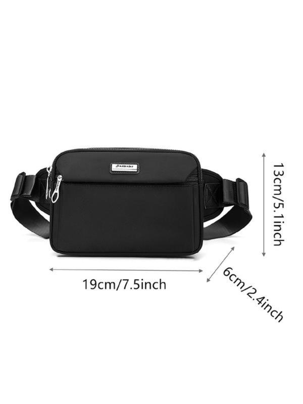 Women's Fashionable Letters Patched Fanny Pack, Casual Solid Color Zipper Chest Bag for Daily Used, Multi-layer Zipper Fanny Pack