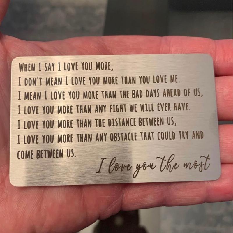 Husband Wallet Card From Wife Anniversary Card for Him Hubby Engraved Wallet Insert Card I Love You Gifts Love Notes for Husband Long Distance Relationship Gifts for Boyfriend Him