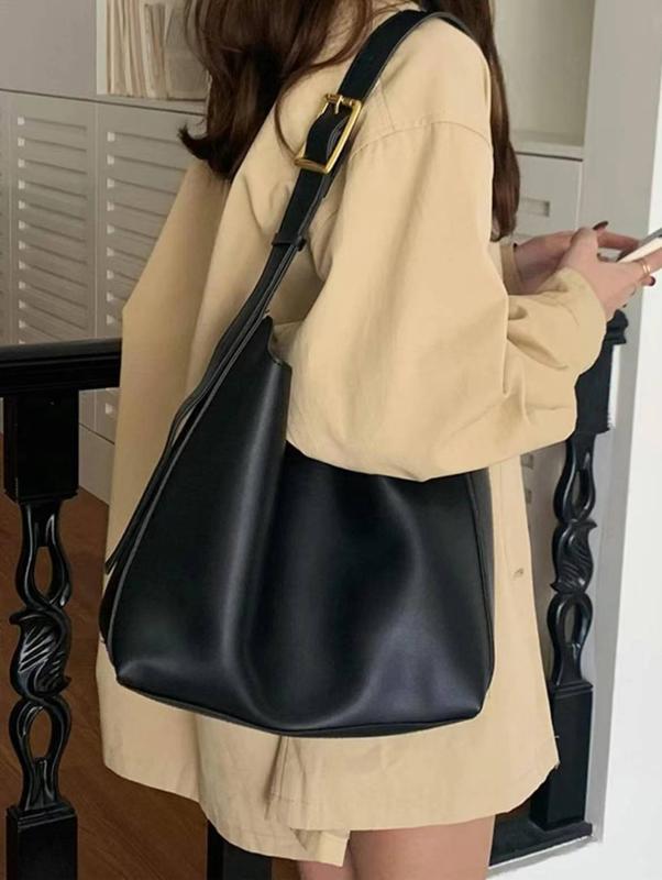 Women's Hobo Buckle Bag Casual Soft Leather Shoulder Bag Business Crossbody Bag Top Handle Tote Bags