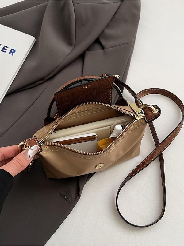 Women's Fashionable Solid Color Handbag, Casual Versatile Zipper Crossbody Bag for Daily Used, Trendy All-match Commuter Bag