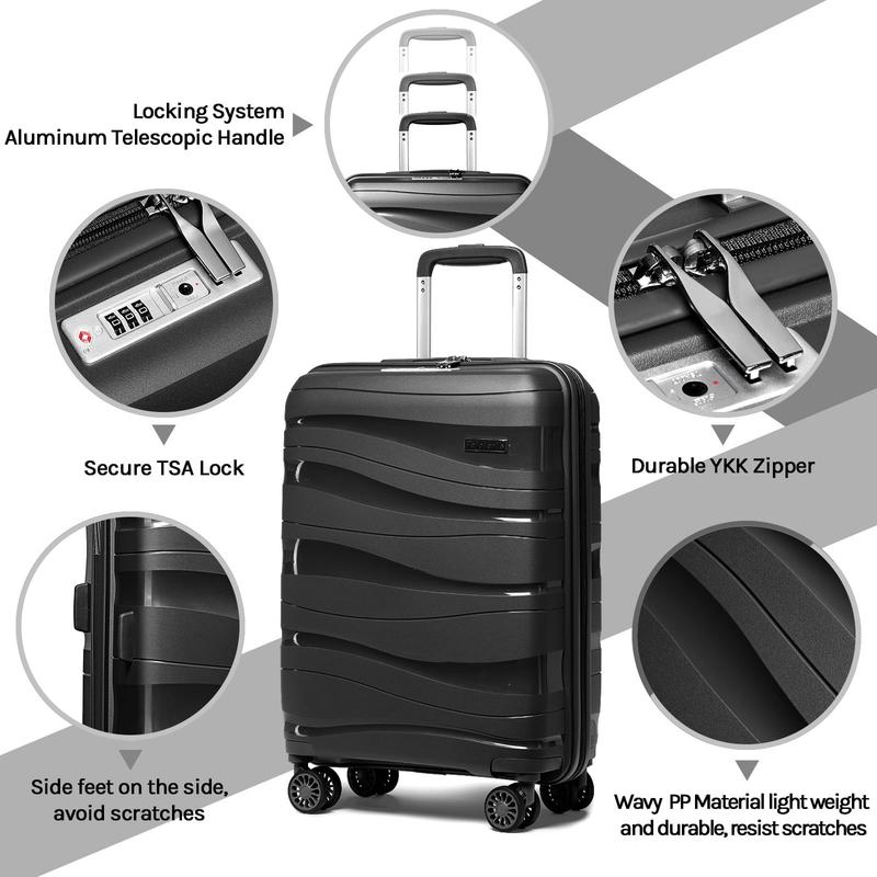 5 Luggage Sets PP Hardside Spinner Luggage - (Expandable Carry-on Suitcase20