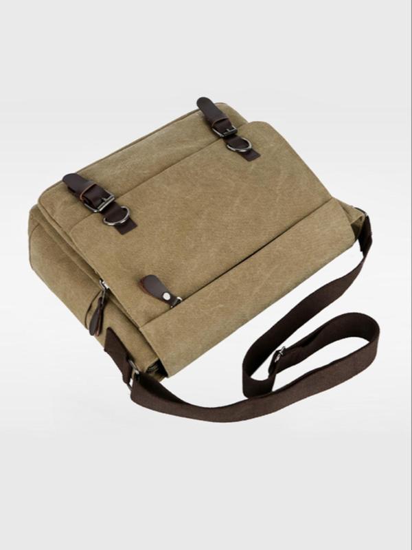 Men's Business Large Capacity Crossbody Bag, Casual Solid Color Shoulder Bag, Fashionable Canvas Shoulder Bag for Daily Use