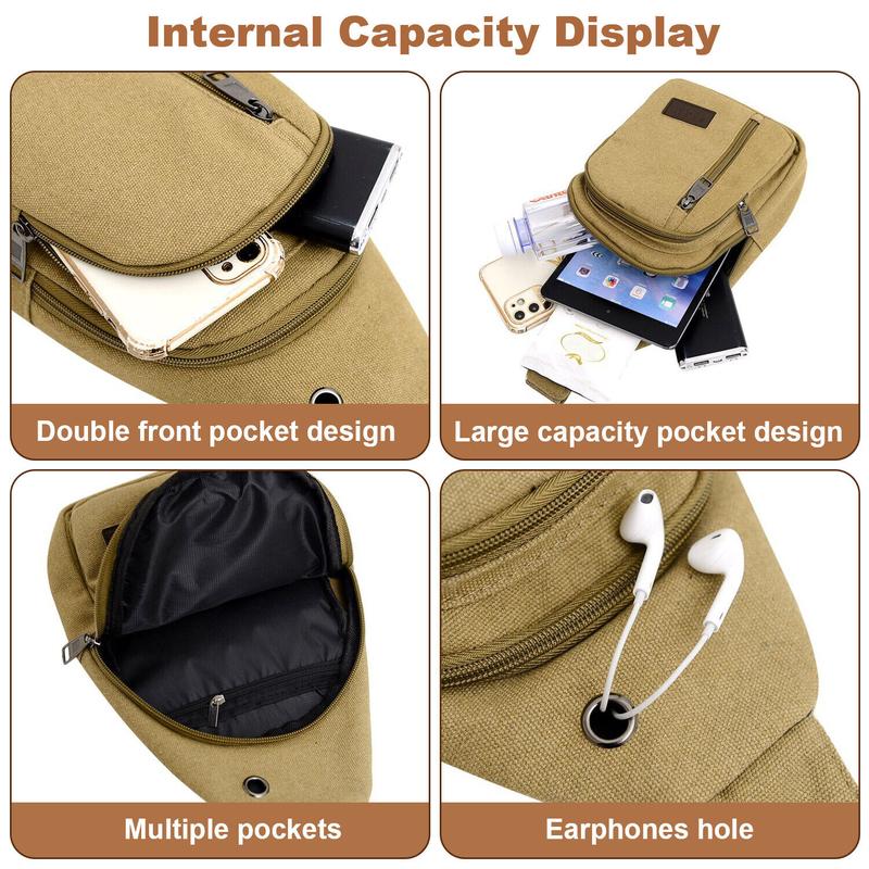 Men's Shoulder Bag Oxford Chest Bag Sling Crossbody Bag Casual Travel Phone Bag