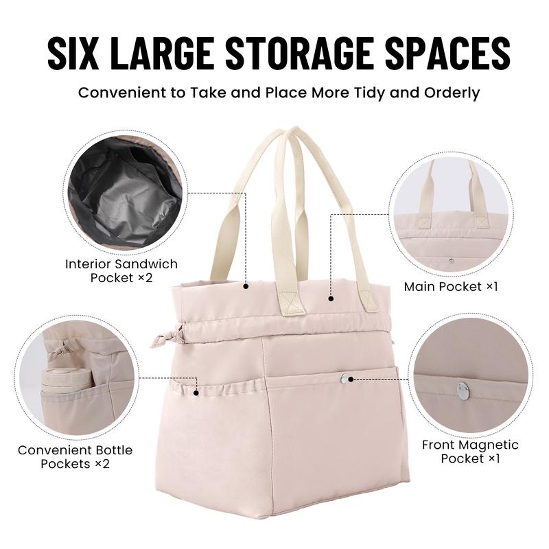 Lunch Bag Women Reusable Insulated Lunch Bag Stain-Resistant, Large Capacity Lunch box for Women Perfect for Office, Picnic, Outdoor, bottle holder lunch bag