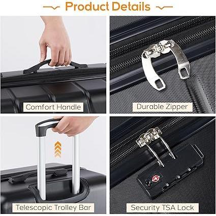 3 Pieces Luggage Set 20 24 28-inch, Hard Shell Rolling Suitcases for Travel Expandable Lightweight with Spinner Wheels 20 24 28-Inch Carry on Luggage, Expandable luggage sets with Spinner Wheels & Built-in TSA Lock, Lightweight Suitcase for Trave TSA Lock