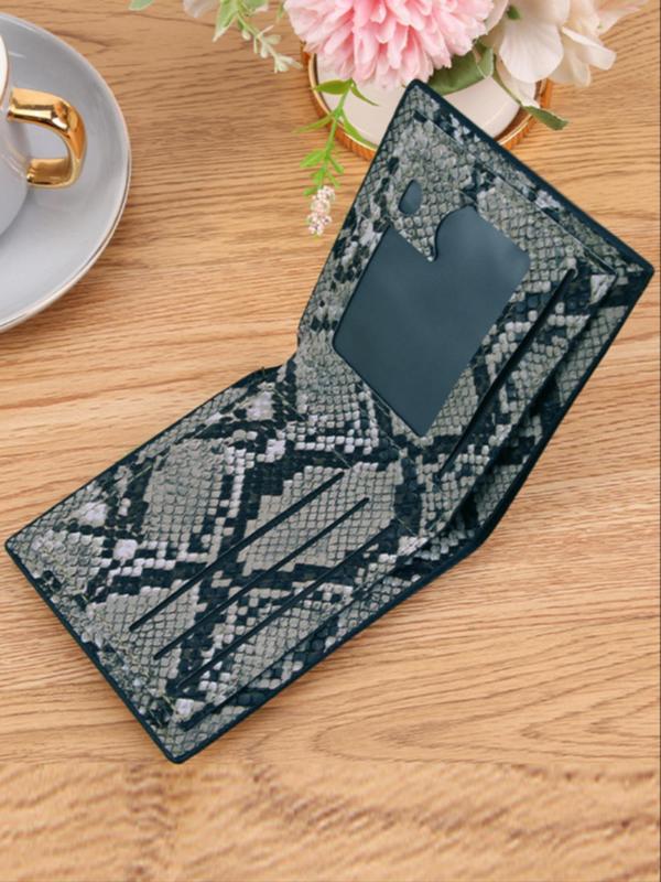 Men's Snakeskin Print Short Wallet, 2024 New Style Casual Multi Card Slot Bifold Wallet As Anniversary Gift, Fashionable Card Holder for Daily Travel Work Commute