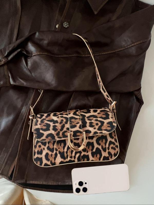 Fashion Leopard Pattern Shoulder Bag, 2024 New Style Casual Versatile Shoulder Bag for Women, Trendy All-match Commuter Bag for Daily Travel Work Commute