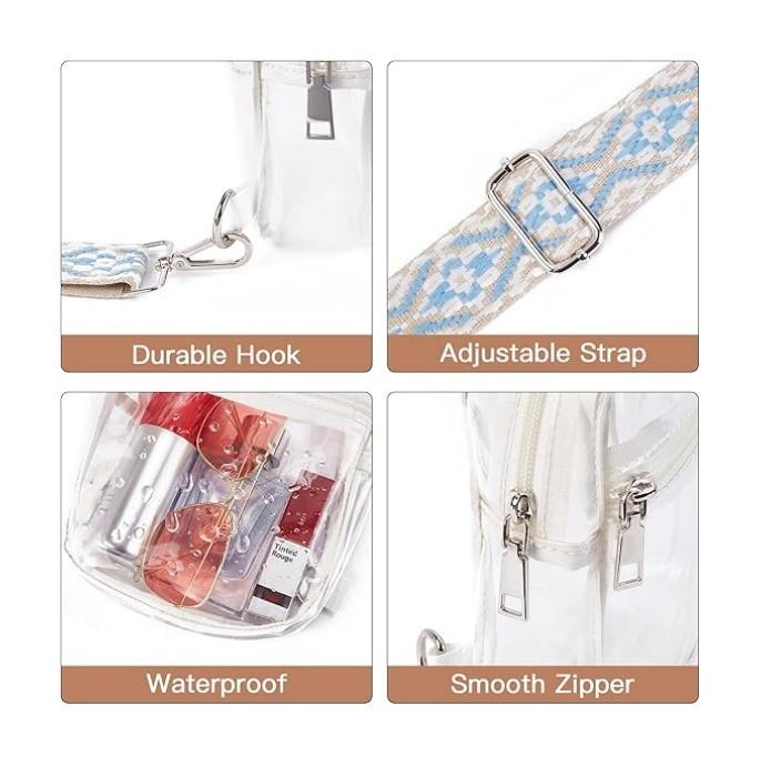 Clear Bag for Stadium Events TPU Fanny Pack Crossbody Bag Purses for Women Transparent Waist Bag with Adjustable Strap