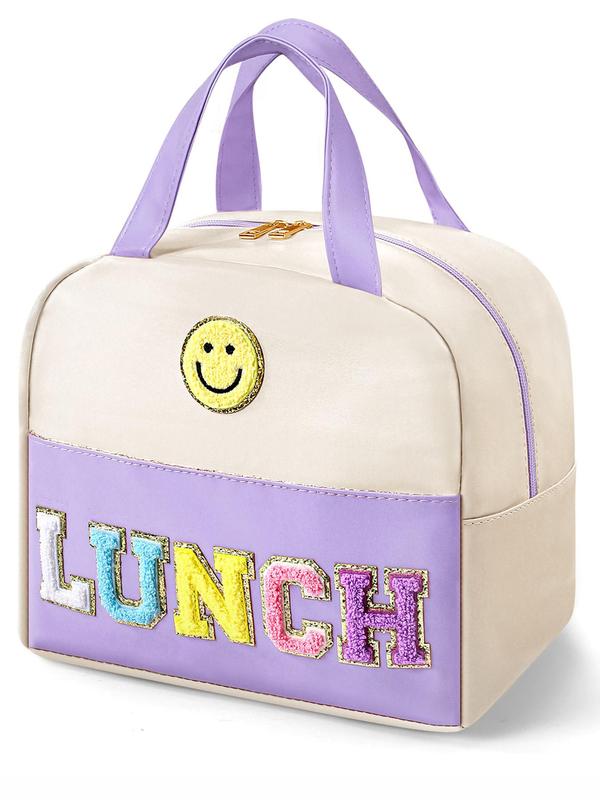 Flash Letter Embroidery Lunch Bag, Waterproof Lunch Bag for School, Office, Work, Picnic, Travel, Casual Trendy Versatile Bag for Women & Men, Fall Outfits, Fall Freshness