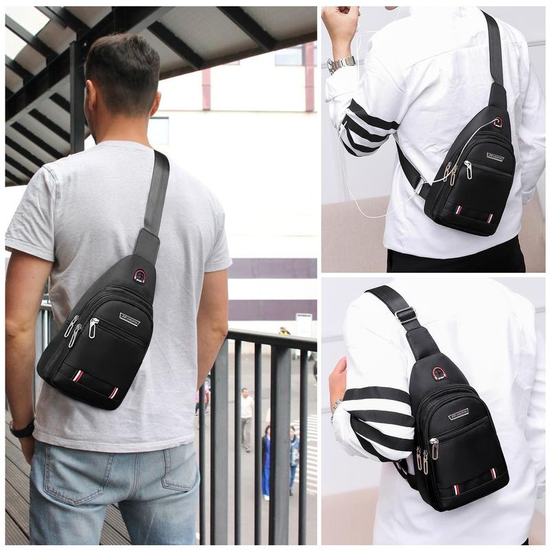 Men's Shoulder Bag Oxford Chest Bag Sling Crossbody Bag Casual Travel Phone Bag