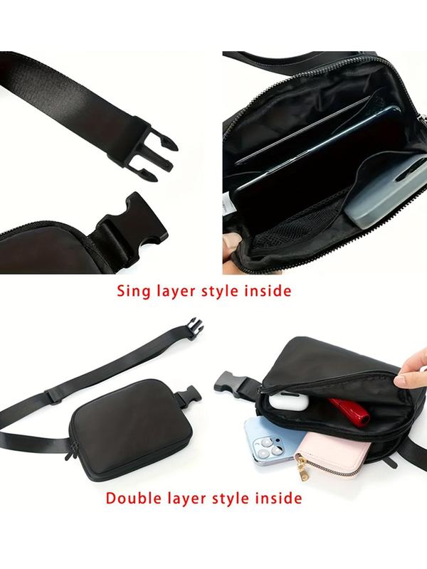 Women's Solid Color Durable Chest Bag, Fashionable Buckle Nylon Versatile Fanny Pack, Waterproof Sport Adjustable Strap Crossbody Waist Bag