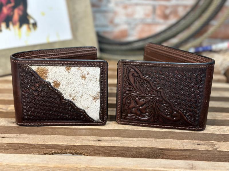 Personalized Men’s Cowhide and Tooled Leather Short Wallet - Custom Branded Wallet - Gift for Men - Christmas Gift Idea - Stocking Stuffer