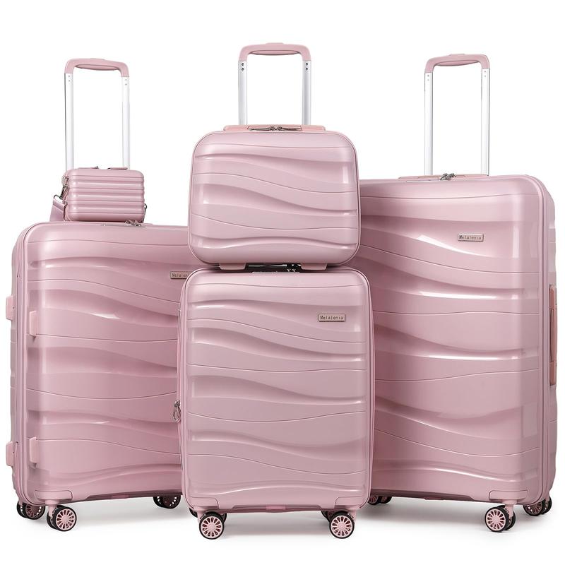 Luggage Sets 5 pces Expandable Suitcase Set, PP Hardshell Suitcase with Spinner Wheels,Lightweight Carry On Luggage with TSA Lock for Women pink joy way hard case expandable hard case tsa lock hard case 4 wheels 360 rotation expandable luggage