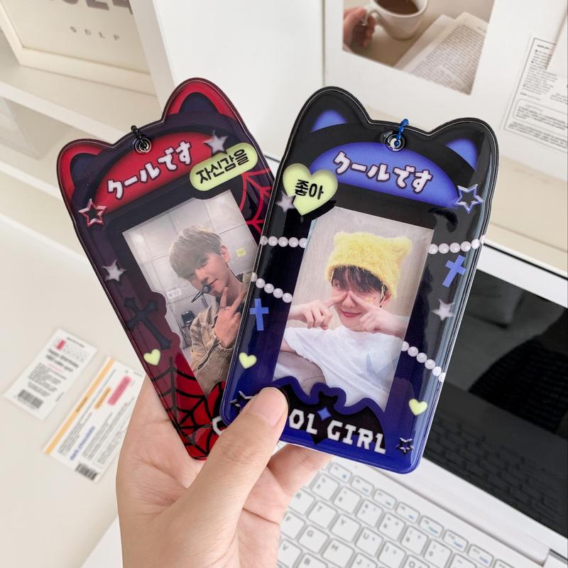 Cartoon Demon Pattern Card Protector, 2 Counts Cute  Card Cover, Card Holder for Home Office Dormitory School Outdoor Travel