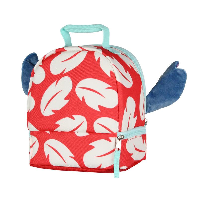 Disney Lilo and Stitch Lunch Box peek-A-Boo 3D Velvet Ears Ohana Dual-Compartment Insulated Lunch Bag