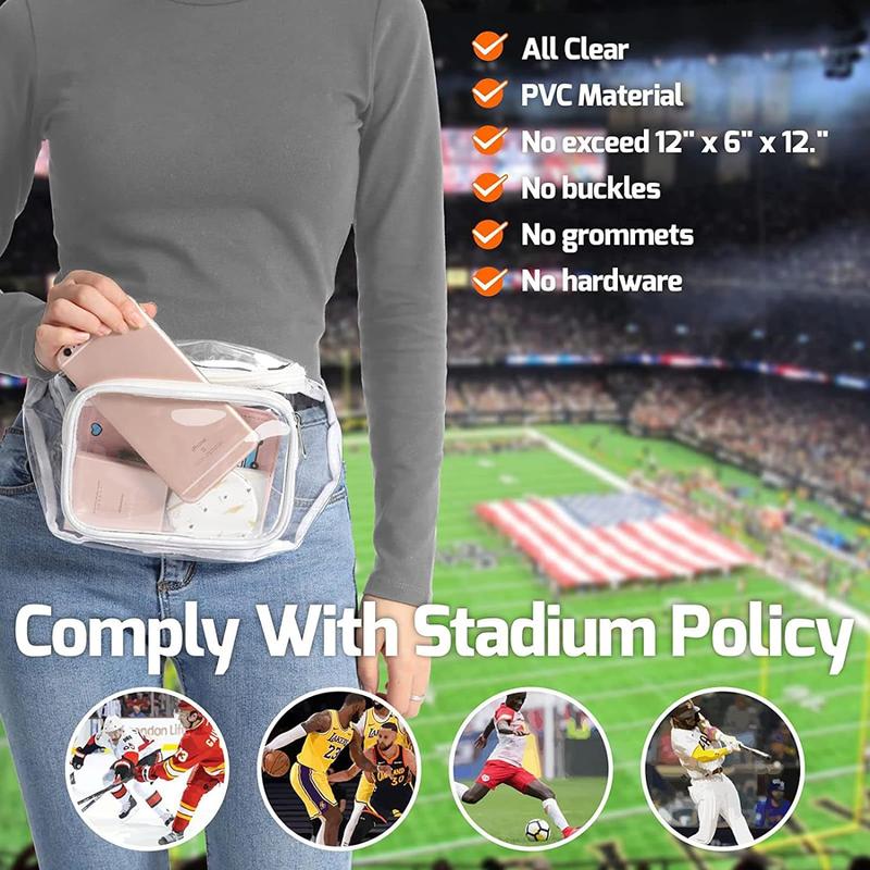 Clear Fanny Pack Waterproof Cute Waist Bag Stadium Approved Clear Purse Transparent Adjustable Belt Bag for Women Men, Travel, Beach, Events, Concerts Bag, White