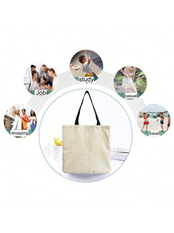 Cute Cartoon Mushroom Pattern Tote Bag, Reusable Shopping Bag, Large Capacity Multifunctional Storage Bag for Travel & Daily Commuting