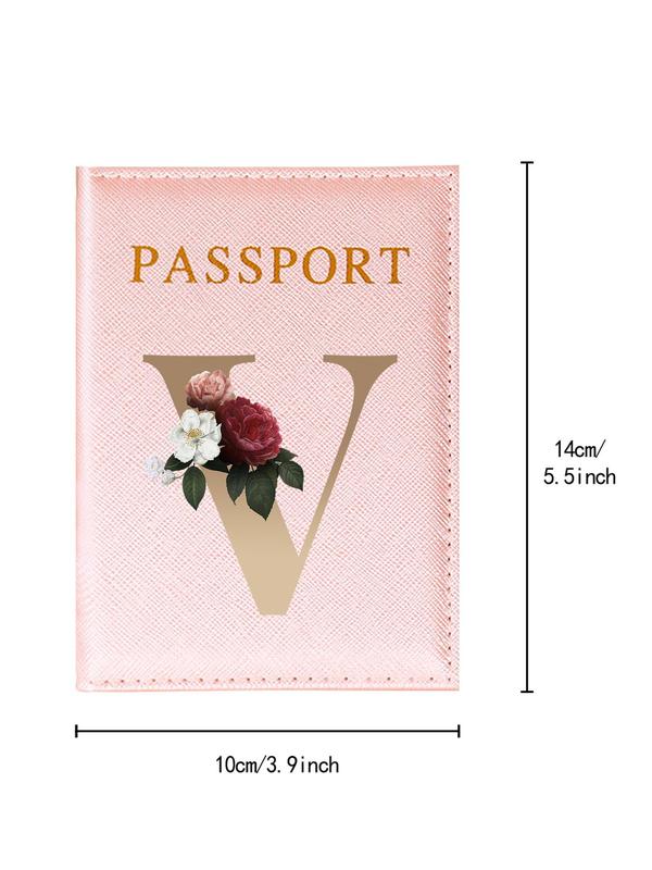 Floral & Letter Pattern Passport Holder, Lightweight Travel Passport Flight Ticket Case, Unisex Id & Card Protector Cover for Holidays and Everyday Use